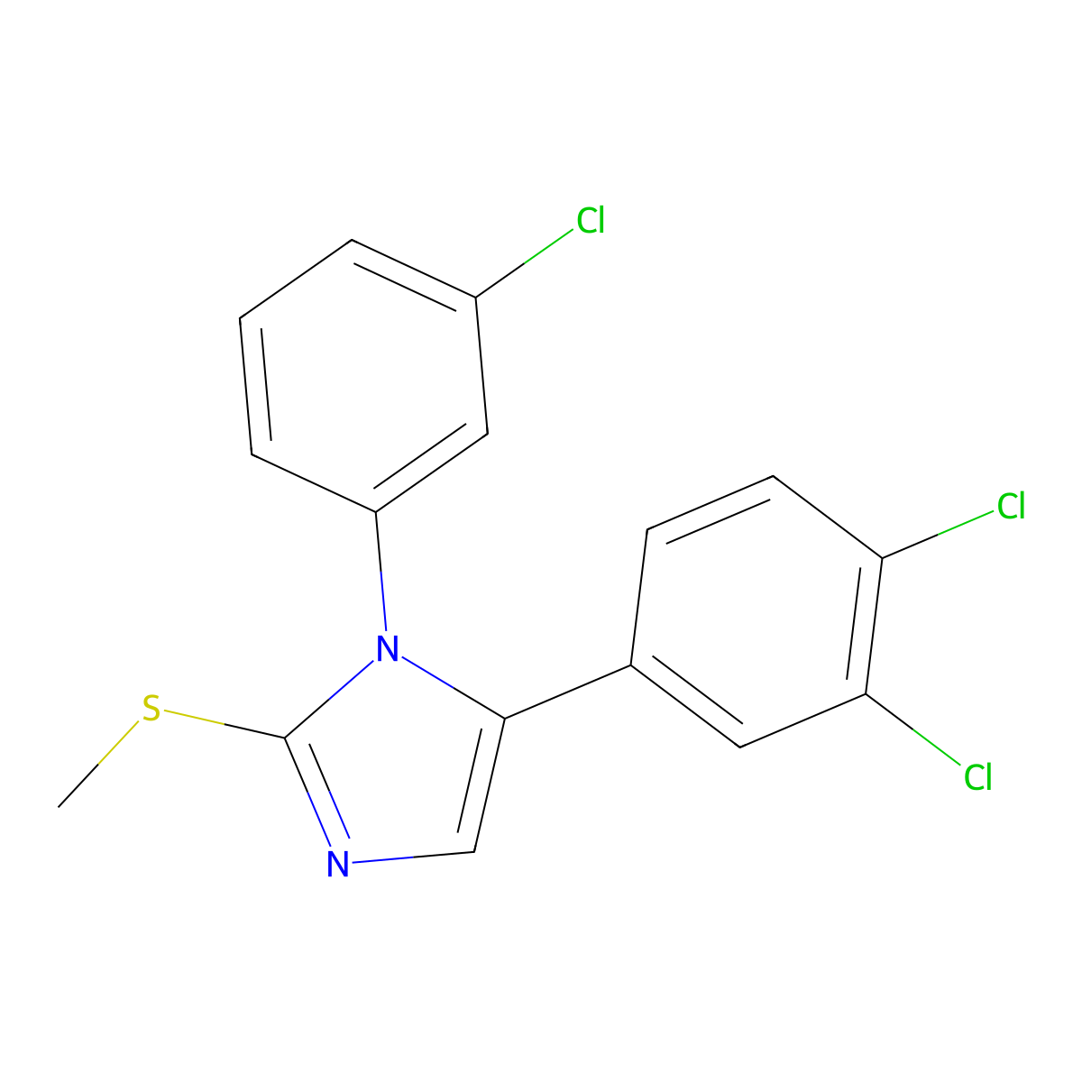 1-(3-chlorophenyl)-5-(3,4-dichlorophenyl)-2-(methylthio)-1H-imidazole molecular structure, CAS 1207000-23-4