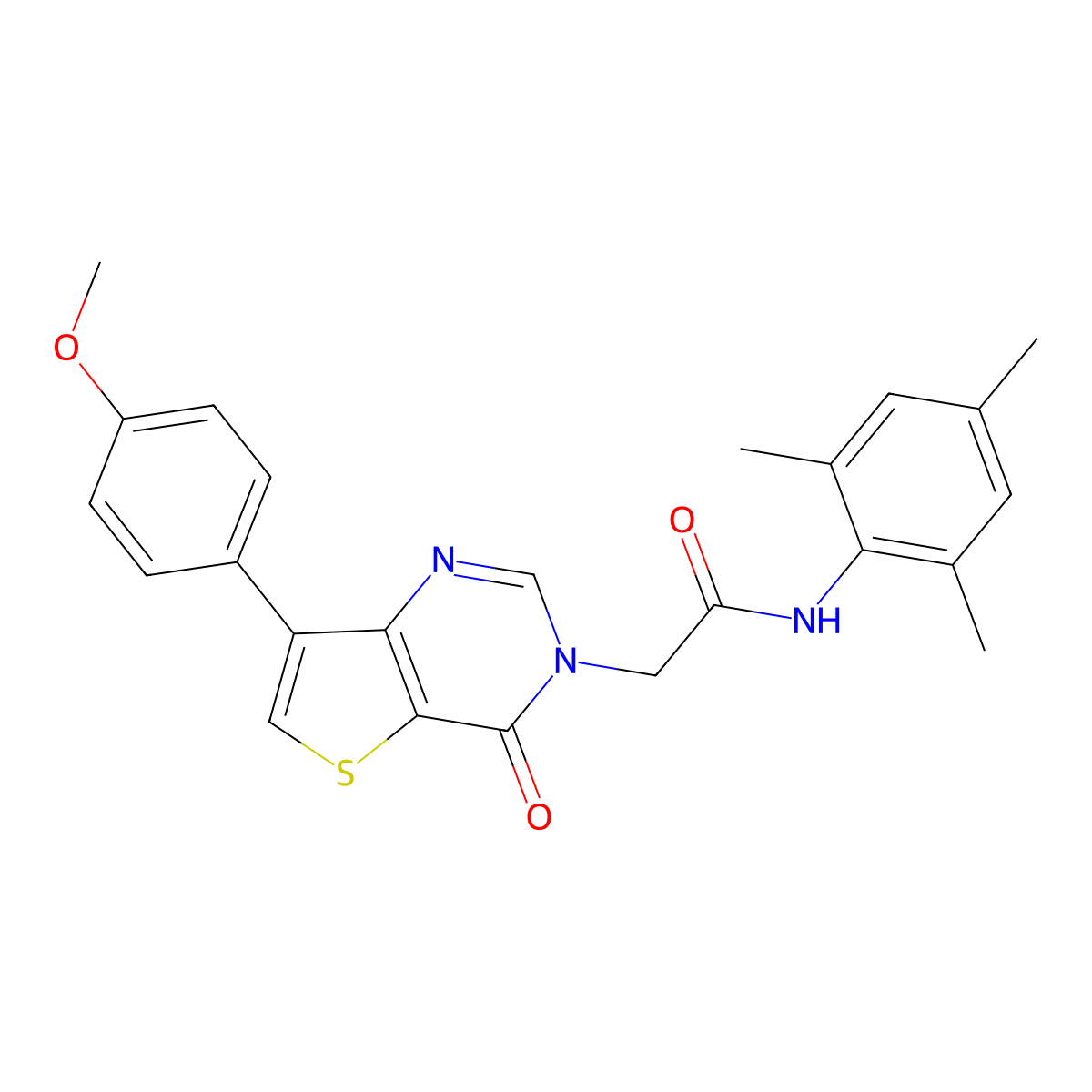 N-mesityl-2-[7-(4-methoxyphenyl)-4-oxothieno[3,2-d]pyrimidin-3(4H)-yl]acetamide molecular structure, CAS 1207000-29-0