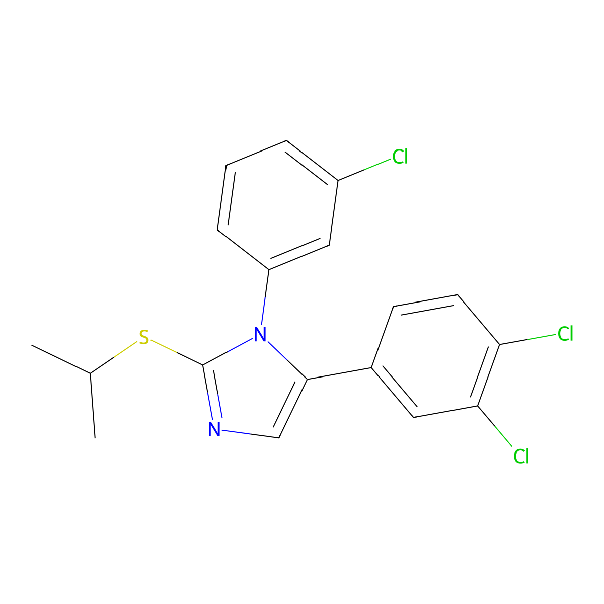 1-(3-chlorophenyl)-5-(3,4-dichlorophenyl)-2-(isopropylthio)-1H-imidazole molecular structure, CAS 1207000-30-3