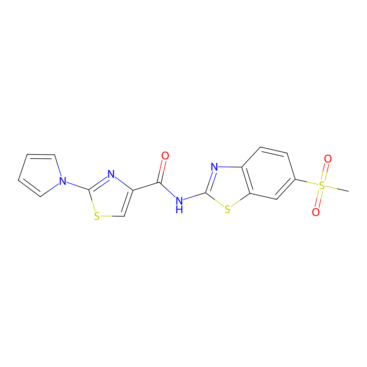 N-(6-(methylsulfonyl)benzo[d]thiazol-2-yl)-2-(1H-pyrrol-1-yl)thiazole-4-carboxamide molecular structure, CAS 1207000-31-4