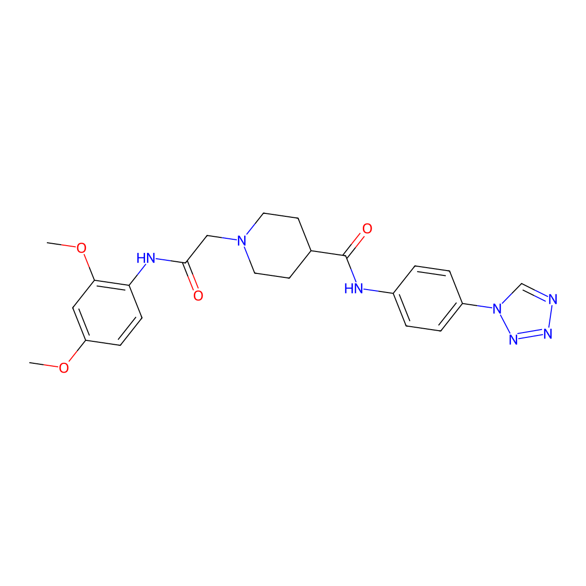 N-(4-(1H-tetrazol-1-yl)phenyl)-1-(2-((2,4-dimethoxyphenyl)amino)-2-oxoethyl)piperidine-4-carboxamide molecular structure, CAS 1207000-32-5