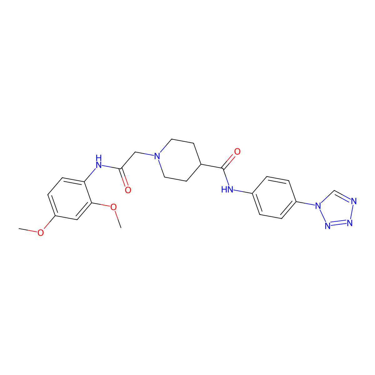 N-(4-(1H-tetrazol-1-yl)phenyl)-1-(2-((2,4-dimethoxyphenyl)amino)-2-oxoethyl)piperidine-4-carboxamide molecular structure, CAS 1207000-32-5