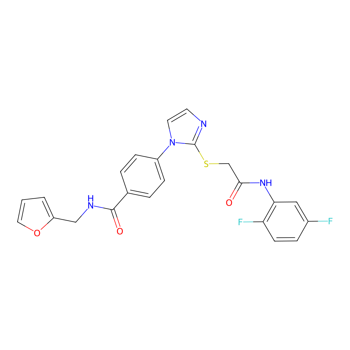 4-[2-({[(2,5-difluorophenyl)carbamoyl]methyl}sulfanyl)-1H-imidazol-1-yl]-N-[(furan-2-yl)methyl]benzamide molecular structure, CAS 1207000-50-7
