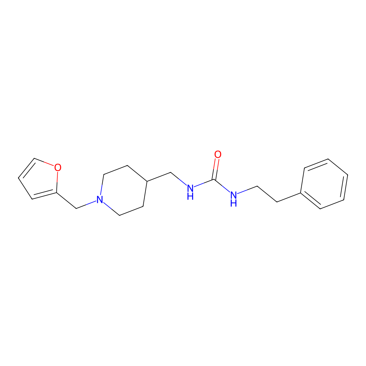 1-((1-(Furan-2-ylmethyl)piperidin-4-yl)methyl)-3-phenethylurea molecular structure, CAS 1207000-57-4