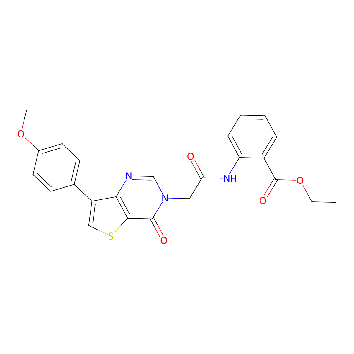 ethyl 2-({[7-(4-methoxyphenyl)-4-oxothieno[3,2-d]pyrimidin-3(4H)-yl]acetyl}amino)benzoate molecular structure, CAS 1207000-60-9
