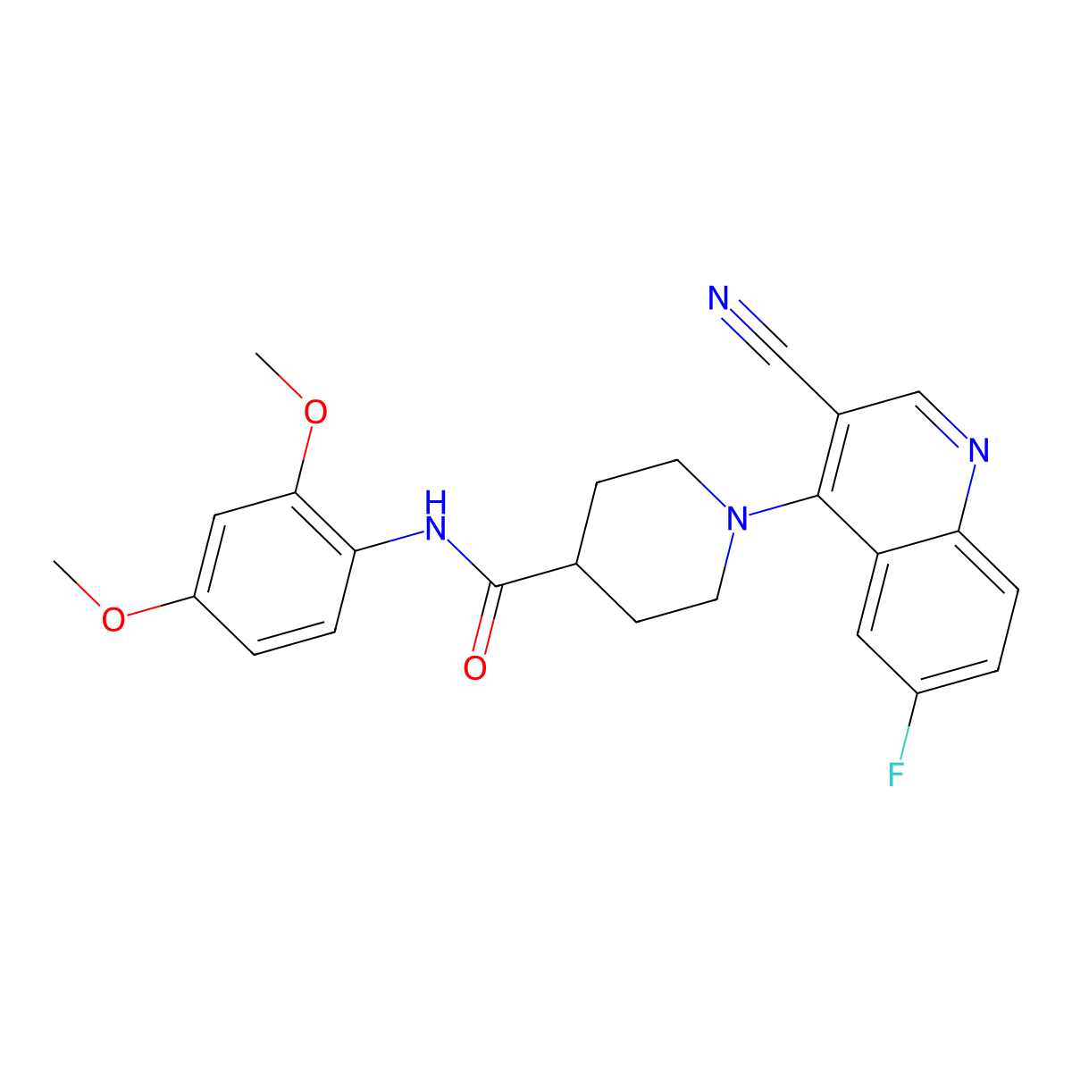 1-(3-cyano-6-fluoroquinolin-4-yl)-N-(2,4-dimethoxyphenyl)piperidine-4-carboxamide molecular structure, CAS 1207000-64-3