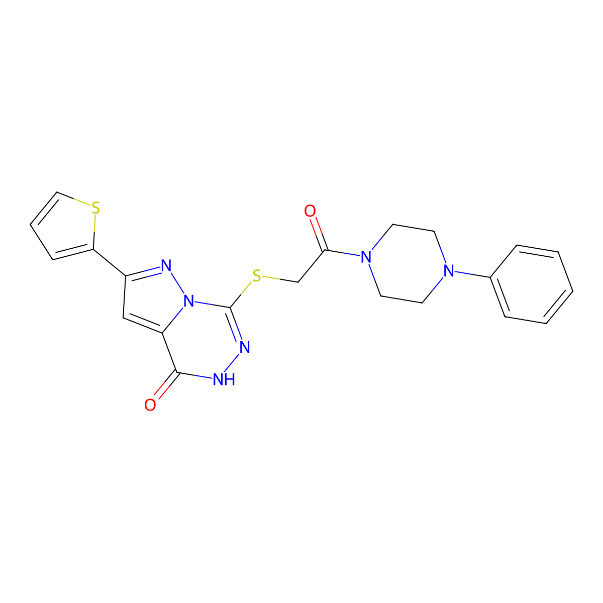 7-{[2-oxo-2-(4-phenylpiperazin-1-yl)ethyl]sulfanyl}-2-(thiophen-2-yl)-4H,5H-pyrazolo[1,5-d][1,2,4]triazin-4-one molecular structure, CAS 1207000-66-5