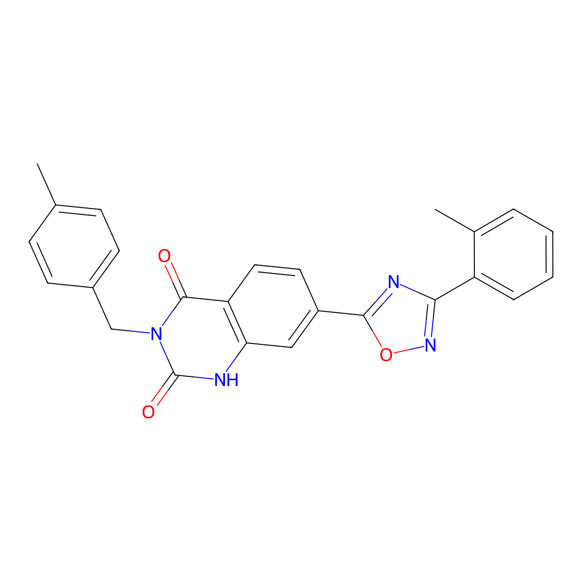 7-[3-(2-Methylphenyl)-1,2,4-oxadiazol-5-yl]-3-[(4-methylphenyl)methyl]-1,2,3,4-tetrahydroquinazoline-2,4-dione molecular structure, CAS 1207000-69-8