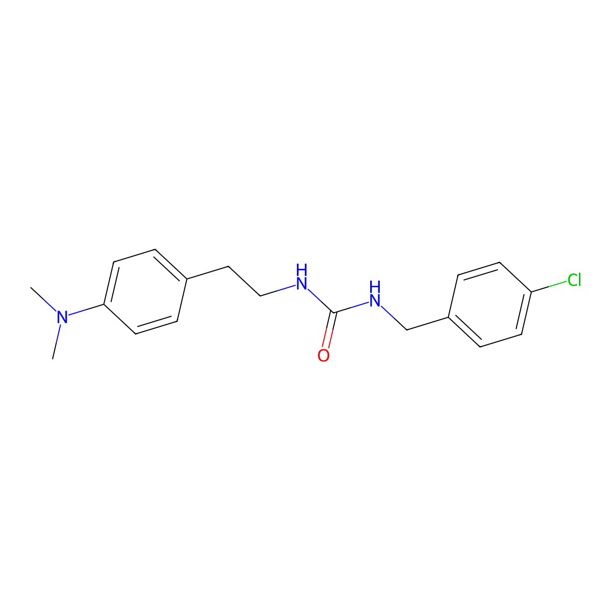 1-(4-Chlorobenzyl)-3-(4-(dimethylamino)phenethyl)urea molecular structure, CAS 1207000-87-0