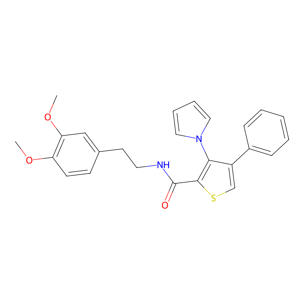 N-[2-(3,4-dimethoxyphenyl)ethyl]-4-phenyl-3-(1H-pyrrol-1-yl)thiophene-2-carboxamide molecular structure, CAS 1207000-89-2