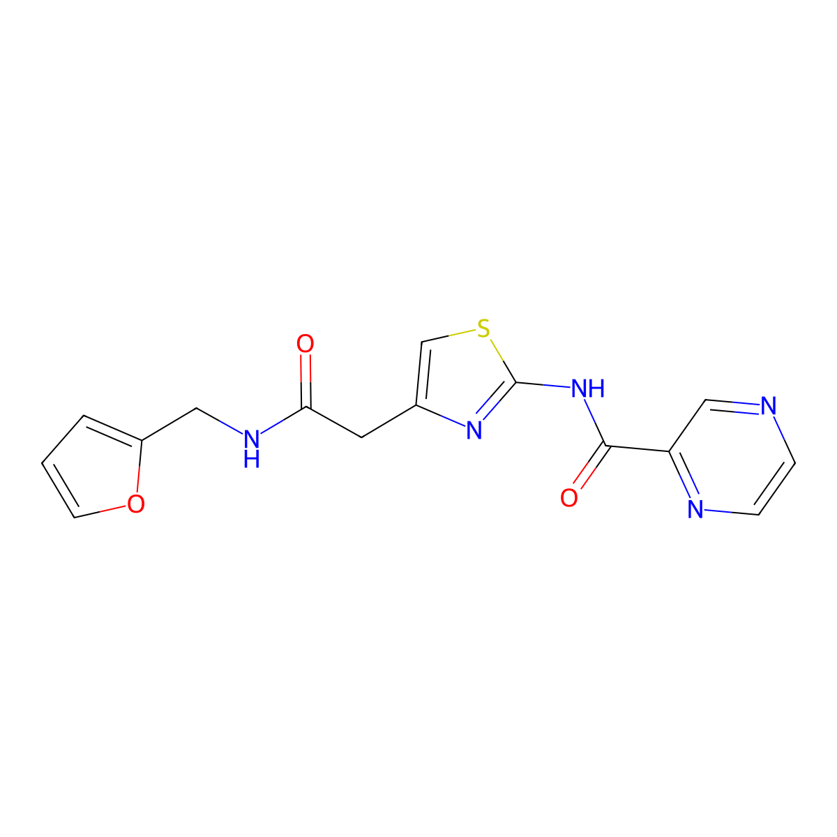 N-(4-(2-((furan-2-ylmethyl)amino)-2-oxoethyl)thiazol-2-yl)pyrazine-2-carboxamide molecular structure, CAS 1207000-90-5