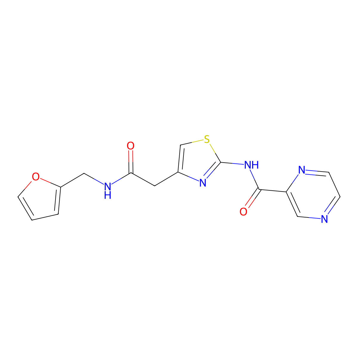 N-(4-(2-((furan-2-ylmethyl)amino)-2-oxoethyl)thiazol-2-yl)pyrazine-2-carboxamide molecular structure, CAS 1207000-90-5