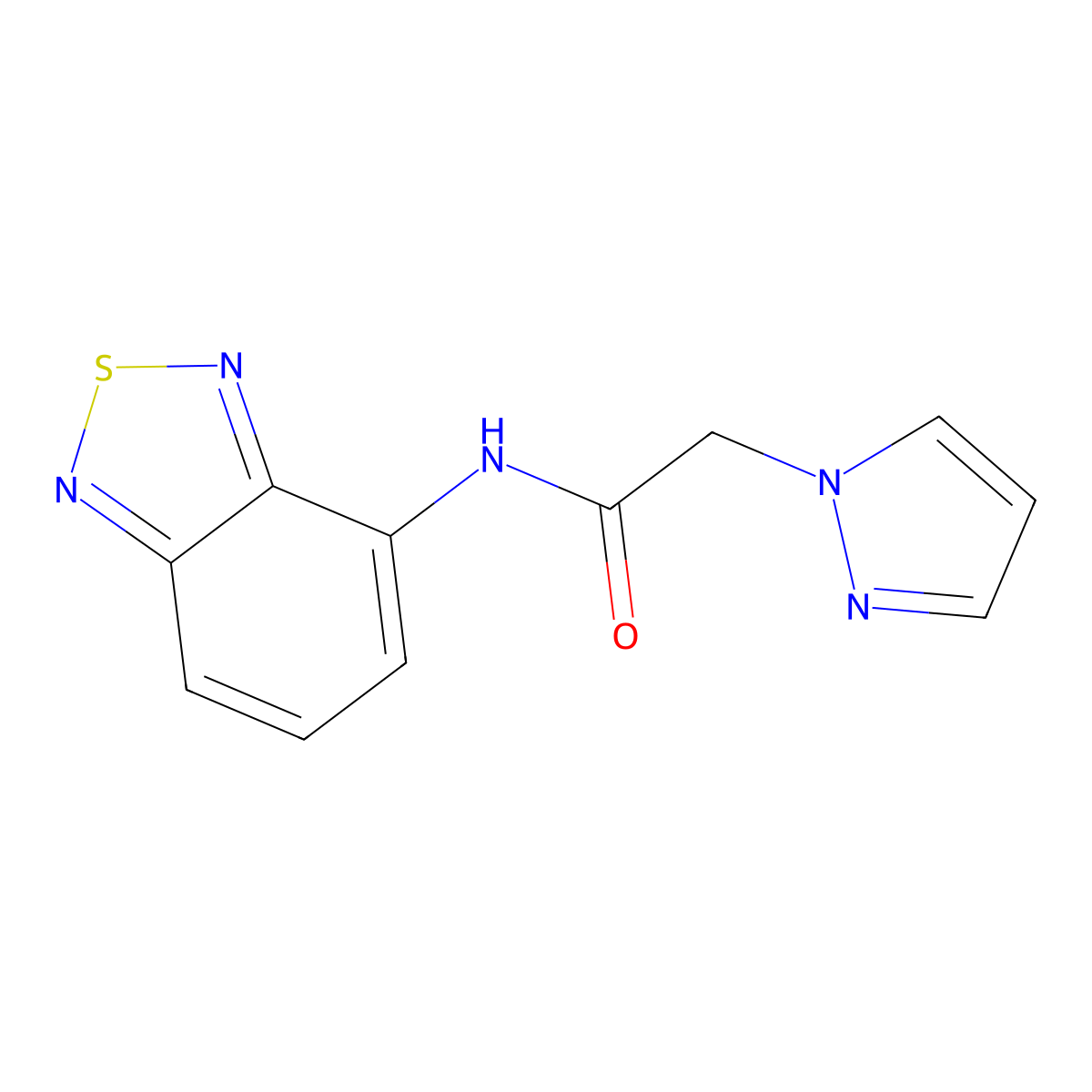 N-(benzo[c][1,2,5]thiadiazol-4-yl)-2-(1H-pyrazol-1-yl)acetamide molecular structure, CAS 1207000-91-6