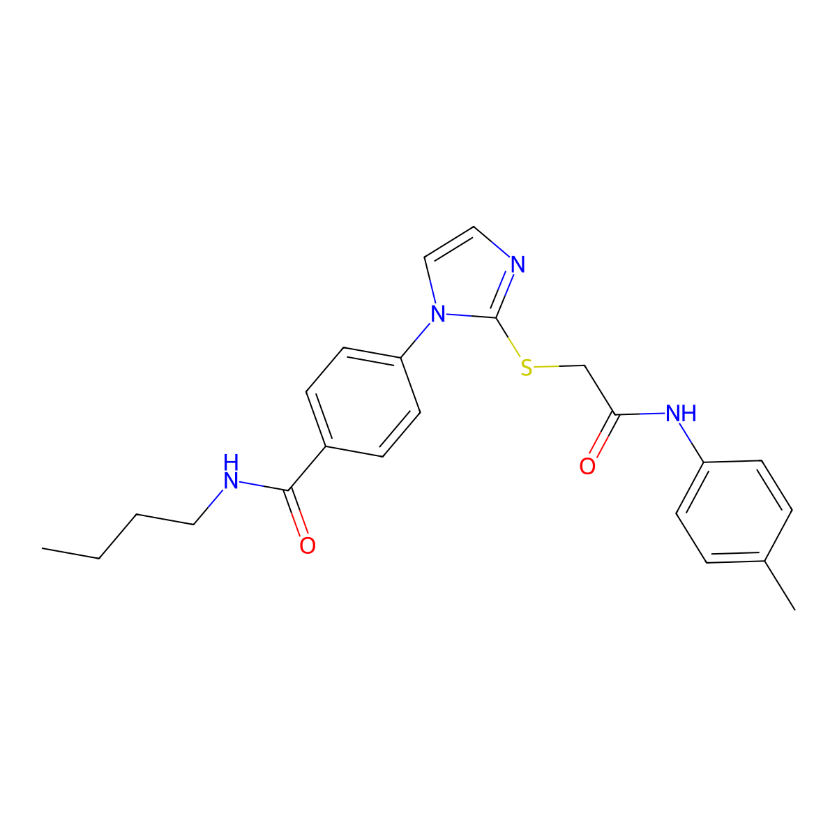 N-butyl-4-(2-((2-oxo-2-(p-tolylamino)ethyl)thio)-1H-imidazol-1-yl)benzamide molecular structure, CAS 1207001-06-6