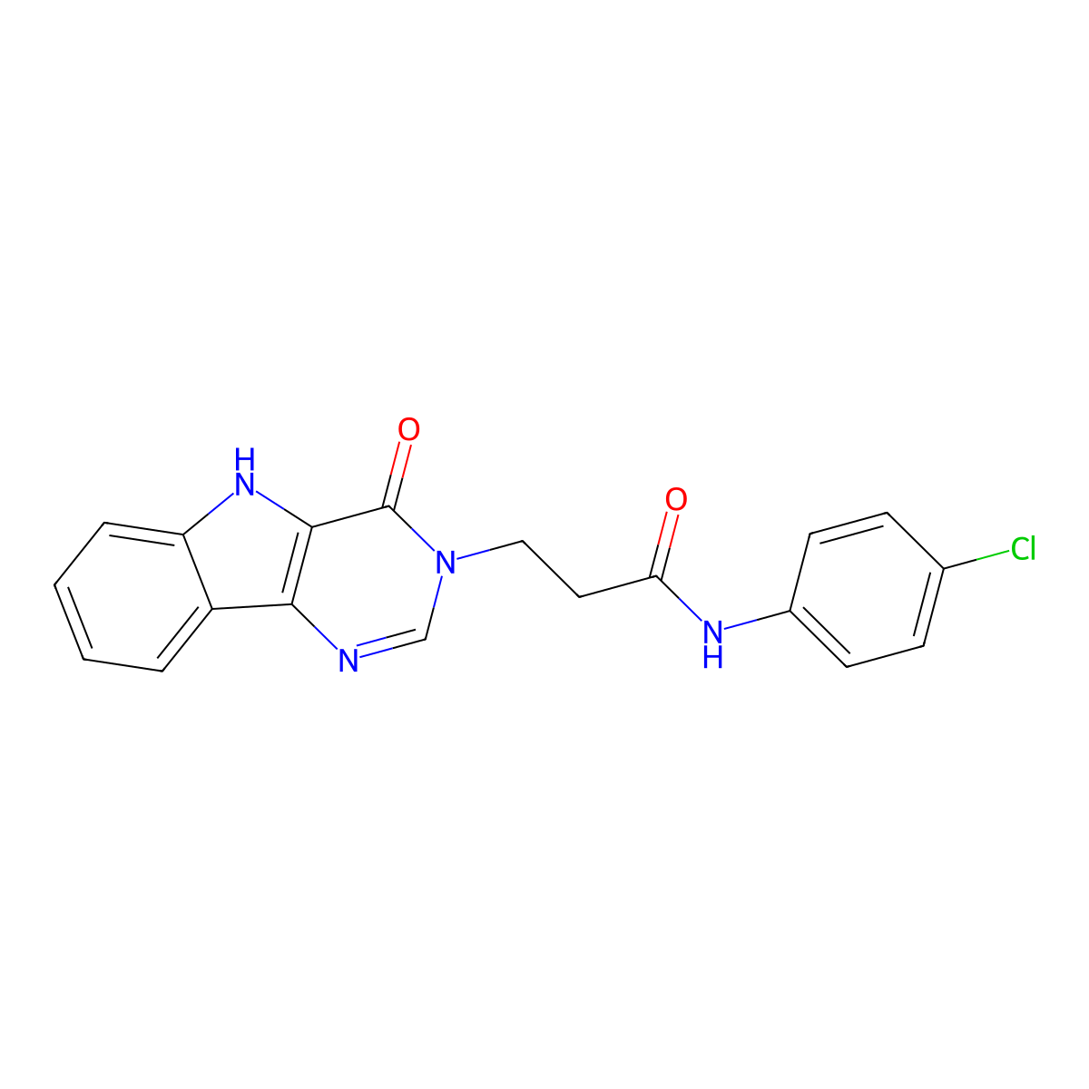 N-(4-chlorophenyl)-3-(4-oxo-4,5-dihydro-3H-pyrimido[5,4-b]indol-3-yl)propanamide molecular structure, CAS 1207001-18-0