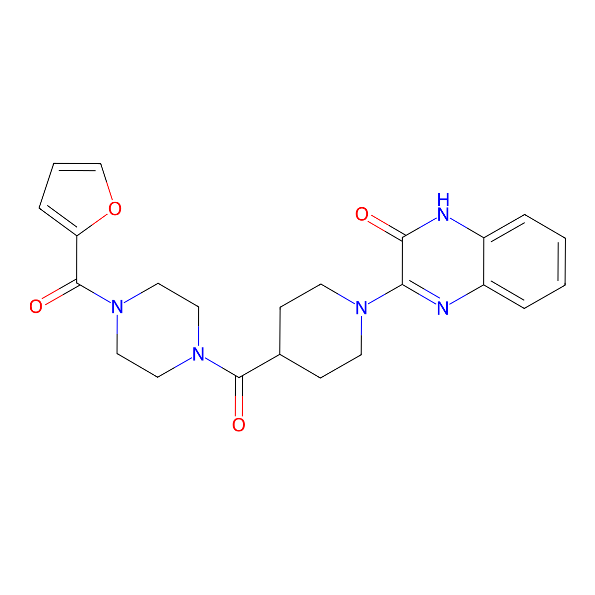 3-(4-(4-(furan-2-carbonyl)piperazine-1-carbonyl)piperidin-1-yl)quinoxalin-2(1H)-one molecular structure, CAS 1207001-19-1