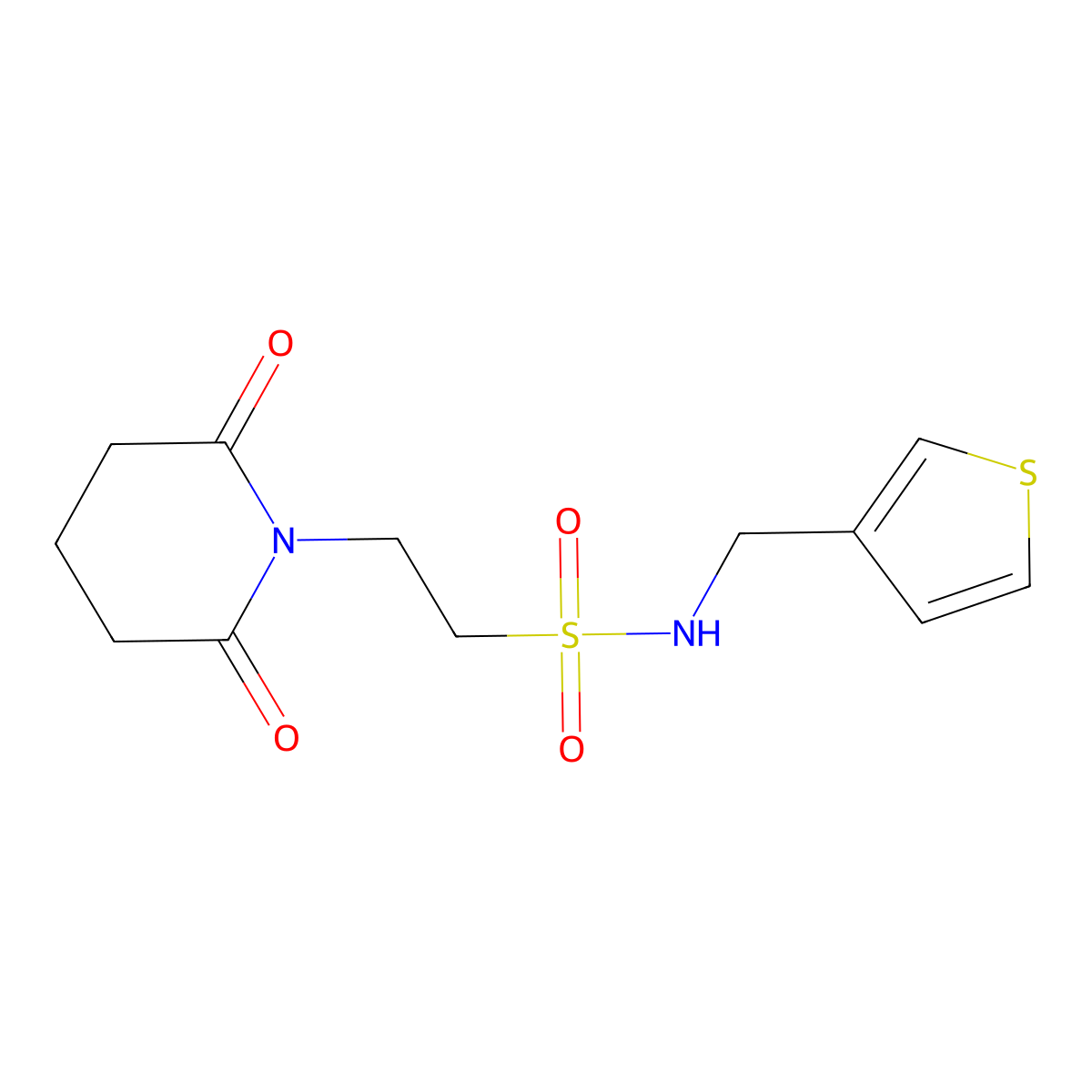 2-(2,6-dioxopiperidin-1-yl)-N-(thiophen-3-ylmethyl)ethanesulfonamide molecular structure, CAS 1207001-25-9