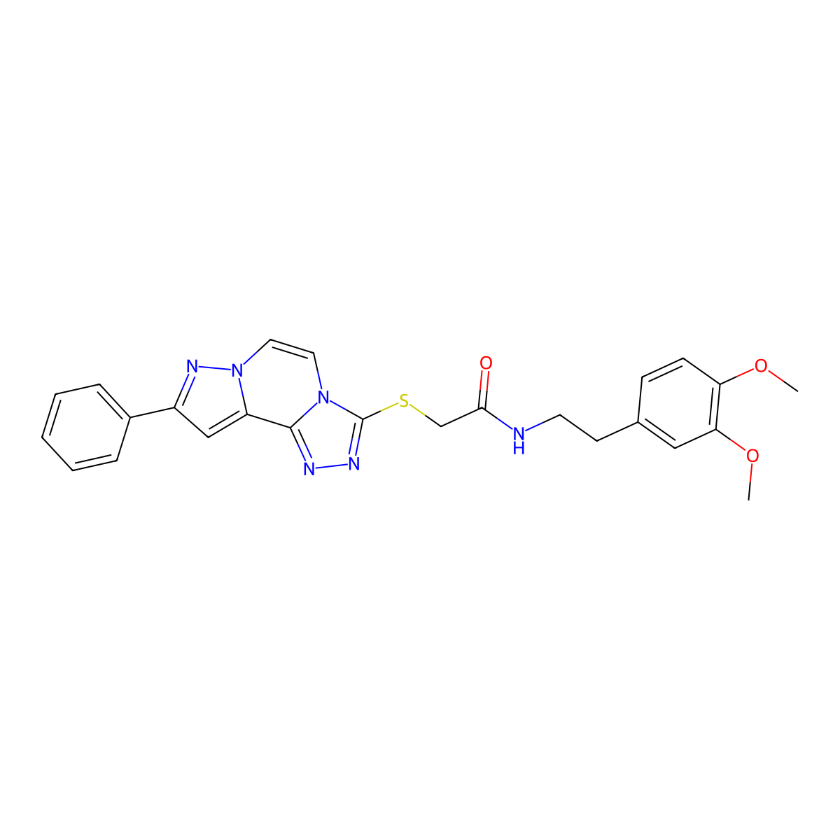 N-(3,4-dimethoxyphenethyl)-2-((9-phenylpyrazolo[1,5-a][1,2,4]triazolo[3,4-c]pyrazin-3-yl)thio)acetamide molecular structure, CAS 1207001-26-0
