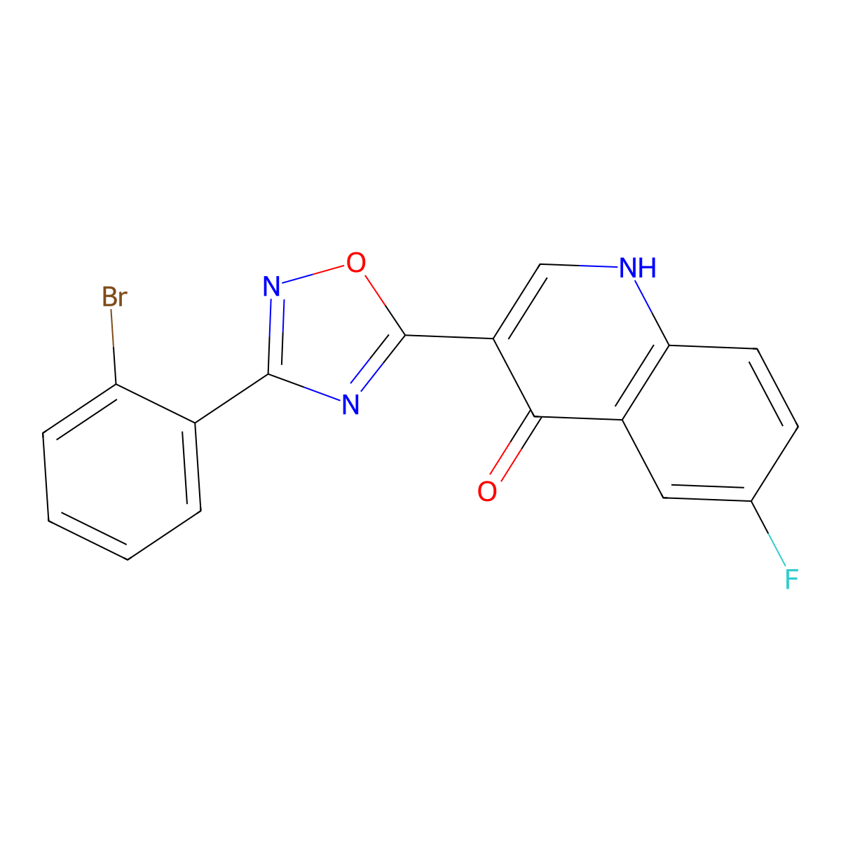 3-(3-(2-bromophenyl)-1,2,4-oxadiazol-5-yl)-6-fluoroquinolin-4(1H)-one molecular structure, CAS 1207001-34-0