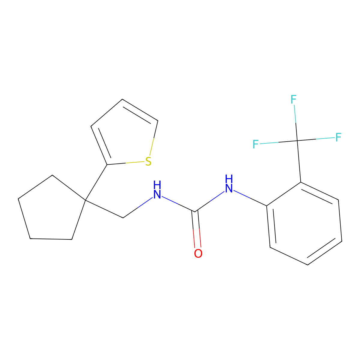 1-((1-(Thiophen-2-yl)cyclopentyl)methyl)-3-(2-(trifluoromethyl)phenyl)urea molecular structure, CAS 1207001-36-2
