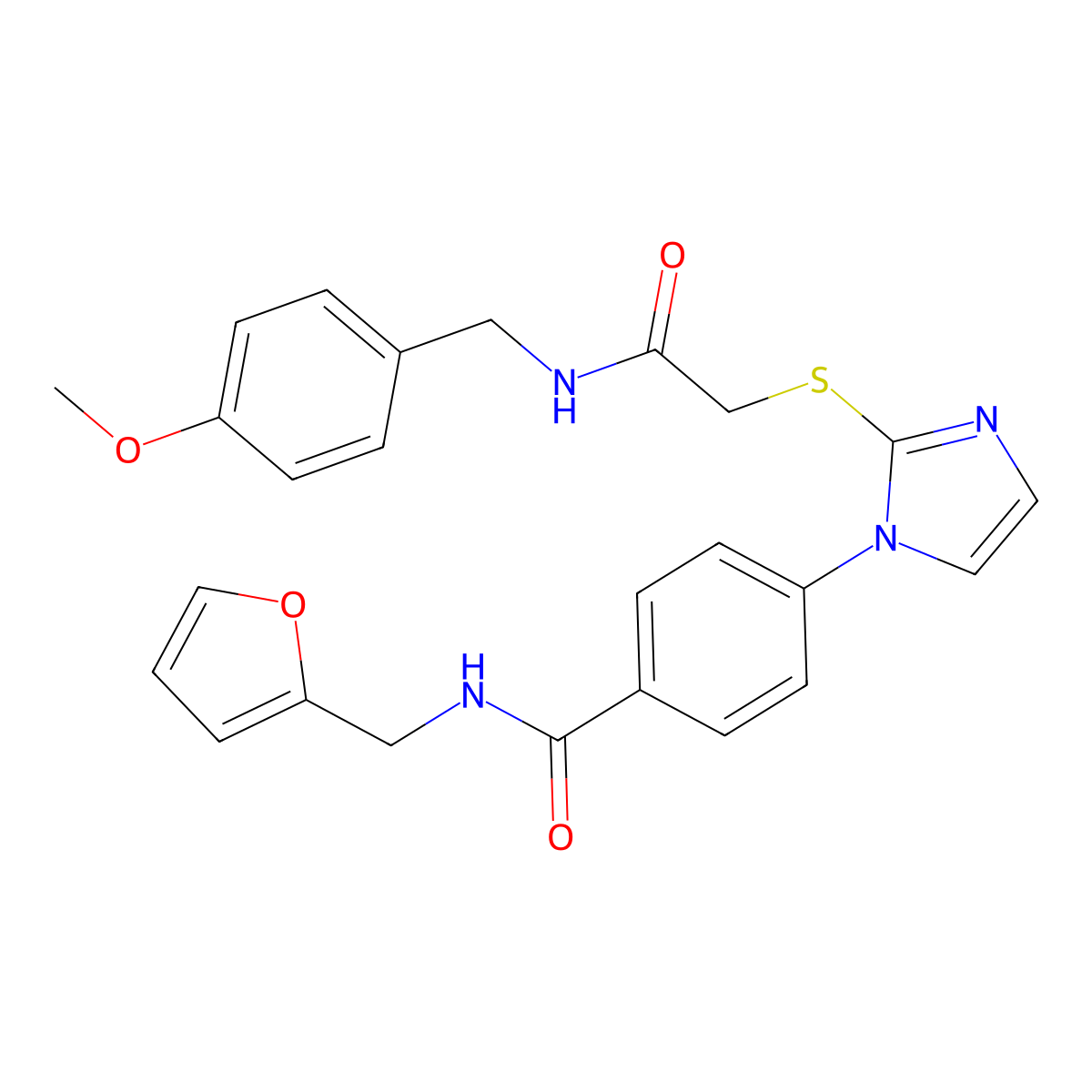 N-[(furan-2-yl)methyl]-4-{2-[({[(4-methoxyphenyl)methyl]carbamoyl}methyl)sulfanyl]-1H-imidazol-1-yl}benzamide molecular structure, CAS 1207001-38-4