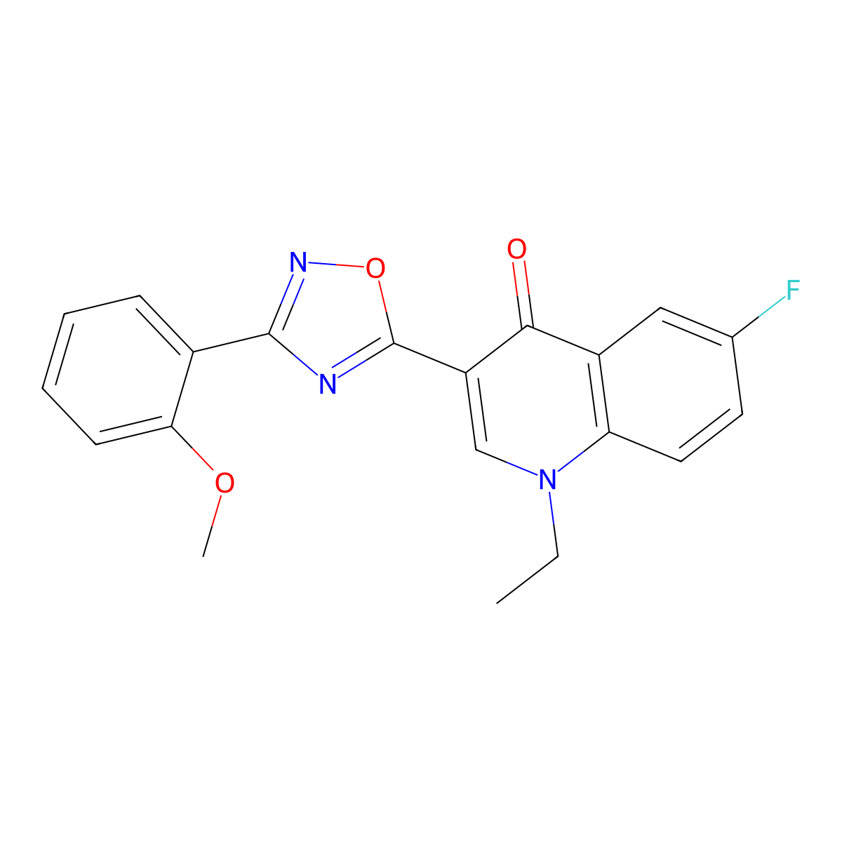 1-ethyl-6-fluoro-3-[3-(2-methoxyphenyl)-1,2,4-oxadiazol-5-yl]quinolin-4(1H)-one molecular structure, CAS 1207001-56-6