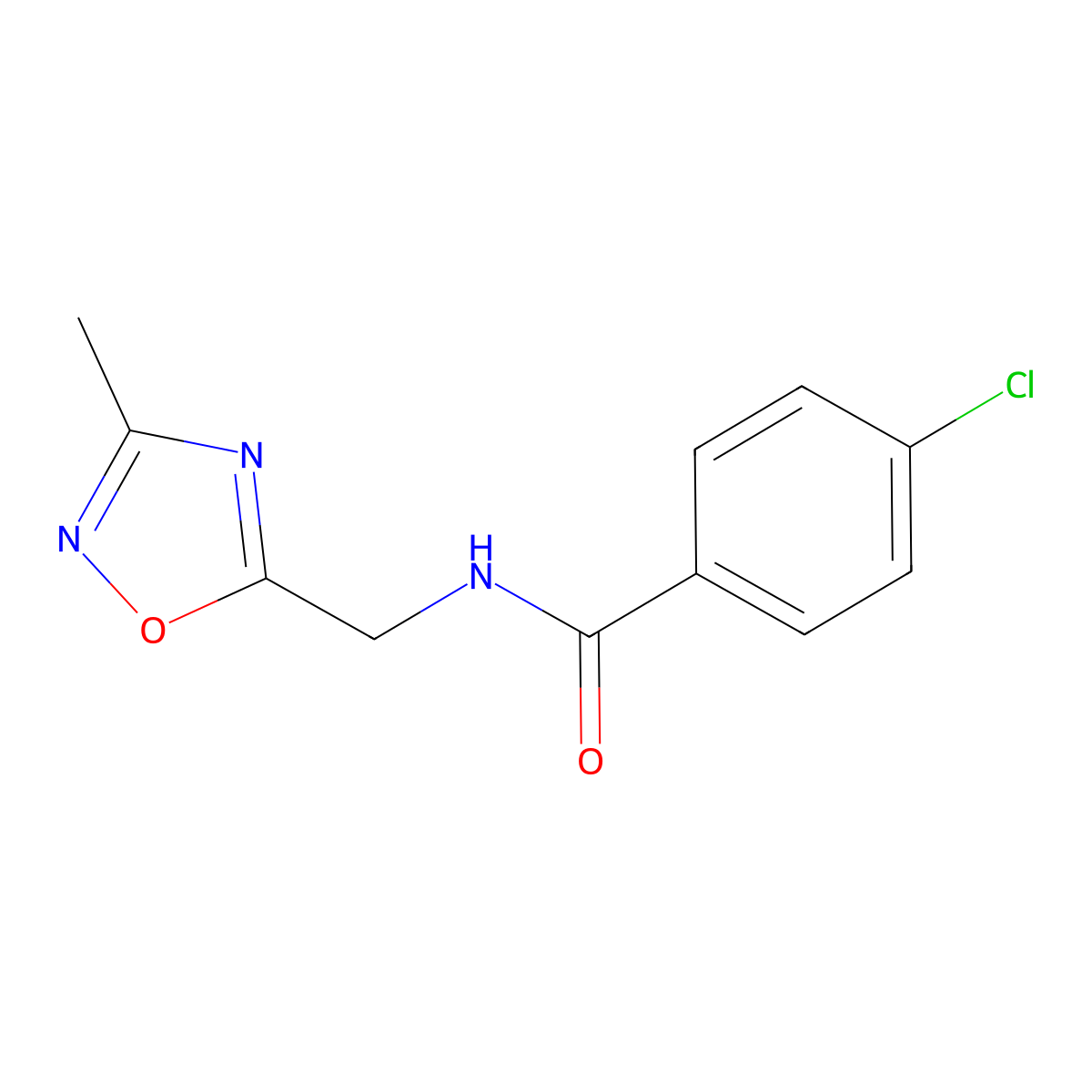 4-chloro-N-[(3-methyl-1,2,4-oxadiazol-5-yl)methyl]benzamide molecular structure, CAS 1207001-57-7