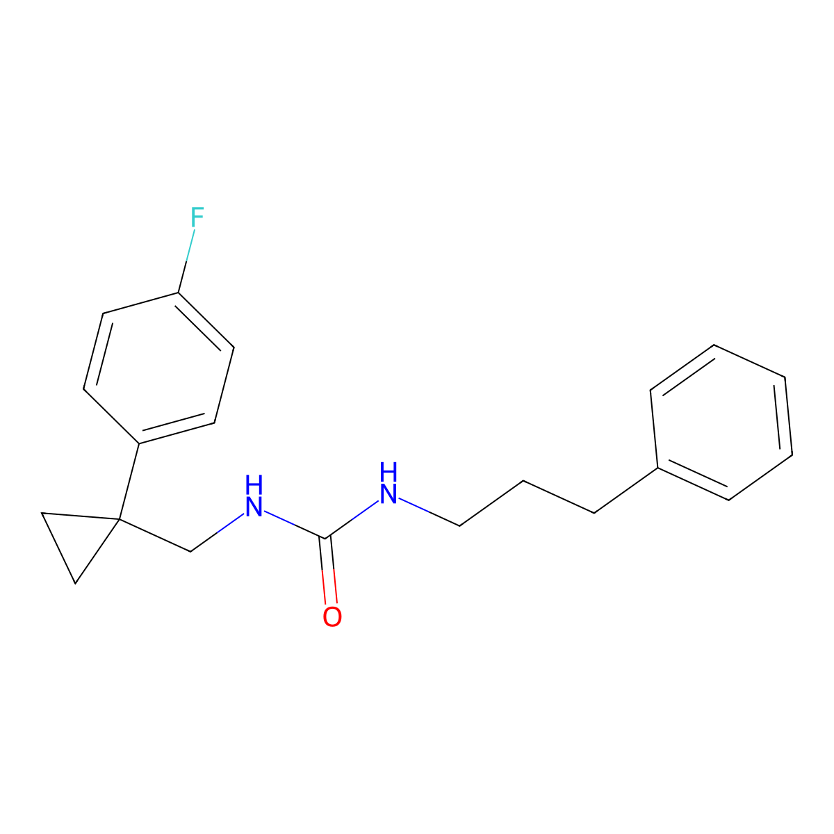 1-((1-(4-Fluorophenyl)cyclopropyl)methyl)-3-(3-phenylpropyl)urea molecular structure, CAS 1207001-60-2