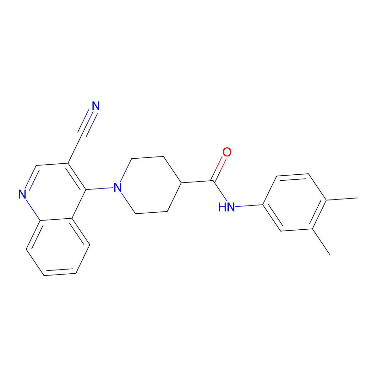 1-(3-cyanoquinolin-4-yl)-N-(3,4-dimethylphenyl)piperidine-4-carboxamide molecular structure, CAS 1207001-66-8