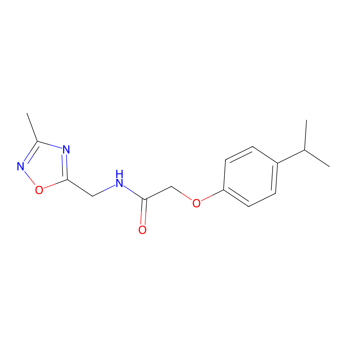 2-(4-isopropylphenoxy)-N-((3-methyl-1,2,4-oxadiazol-5-yl)methyl)acetamide molecular structure, CAS 1207001-69-1