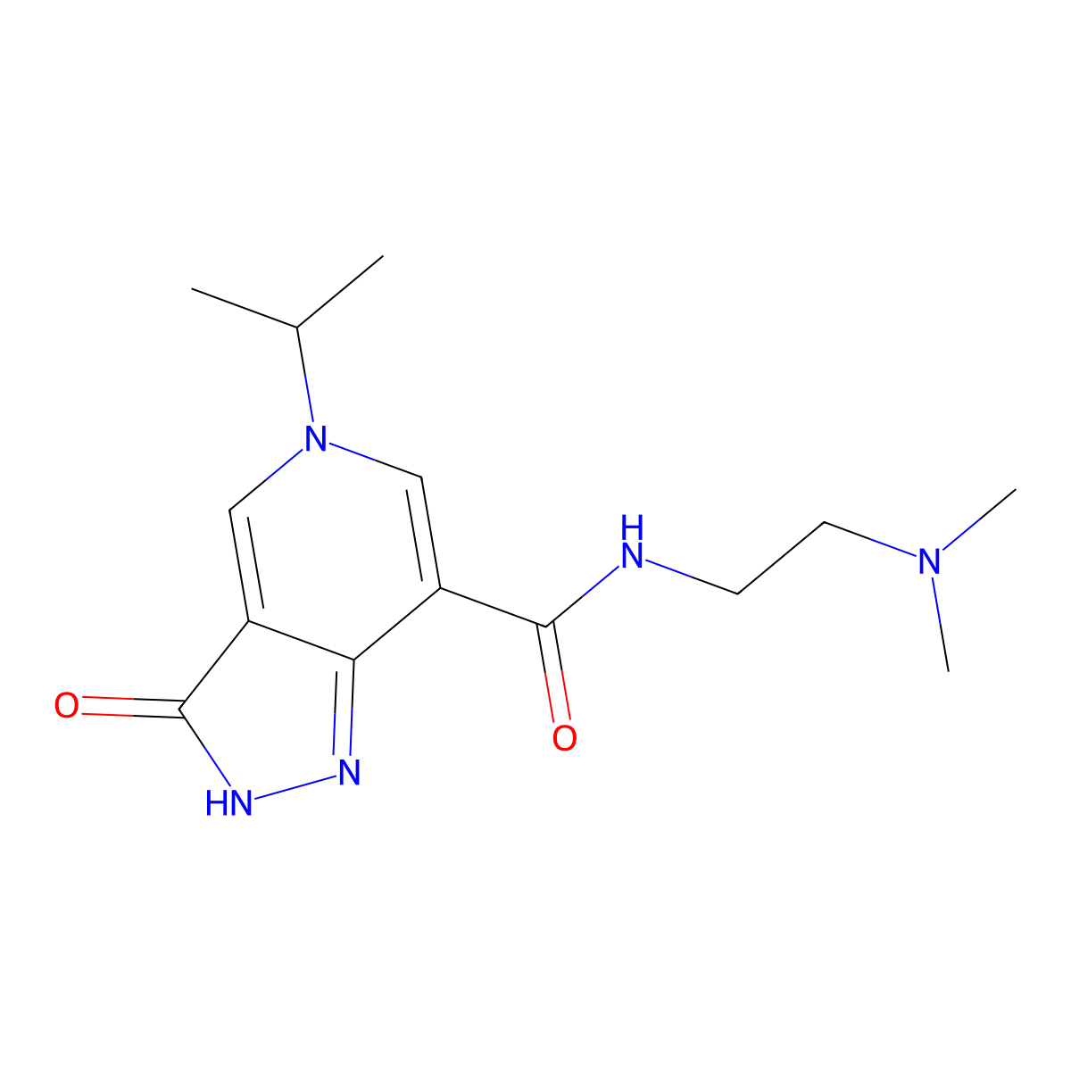 N-(2-(dimethylamino)ethyl)-5-isopropyl-3-oxo-3,5-dihydro-2H-pyrazolo[4,3-c]pyridine-7-carboxamide molecular structure, CAS 1207001-73-7