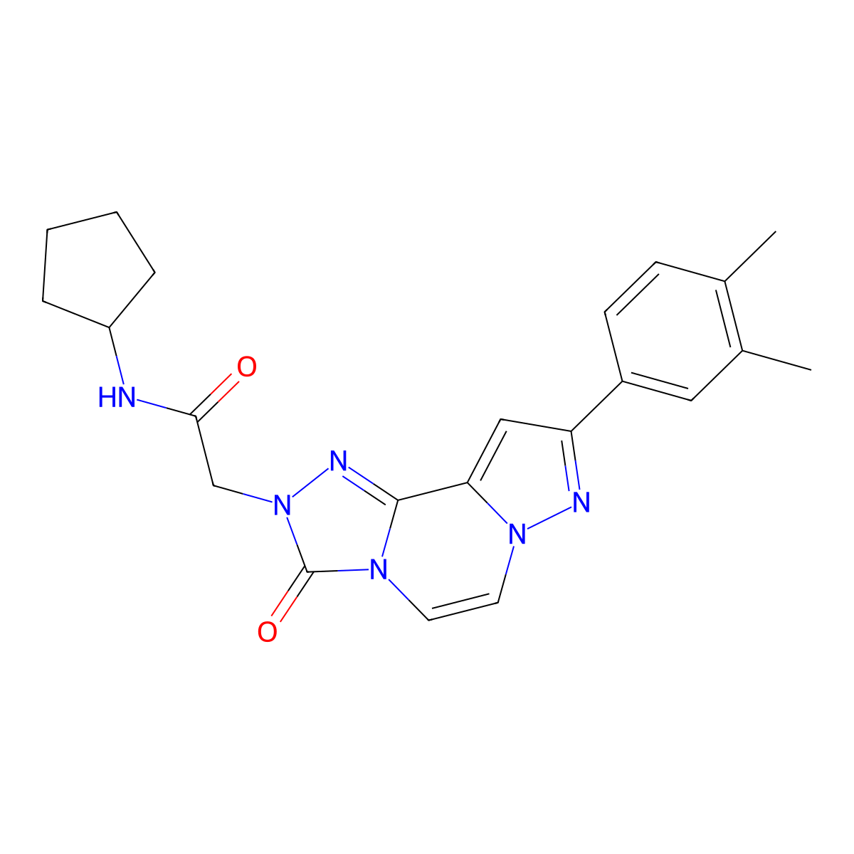 N-cyclopentyl-2-[11-(3,4-dimethylphenyl)-5-oxo-3,4,6,9,10-pentaazatricyclo[7.3.0.0^{2,6}]dodeca-1(12),2,7,10-tetraen-4-yl]acetamide molecular structure, CAS 1207001-75-9