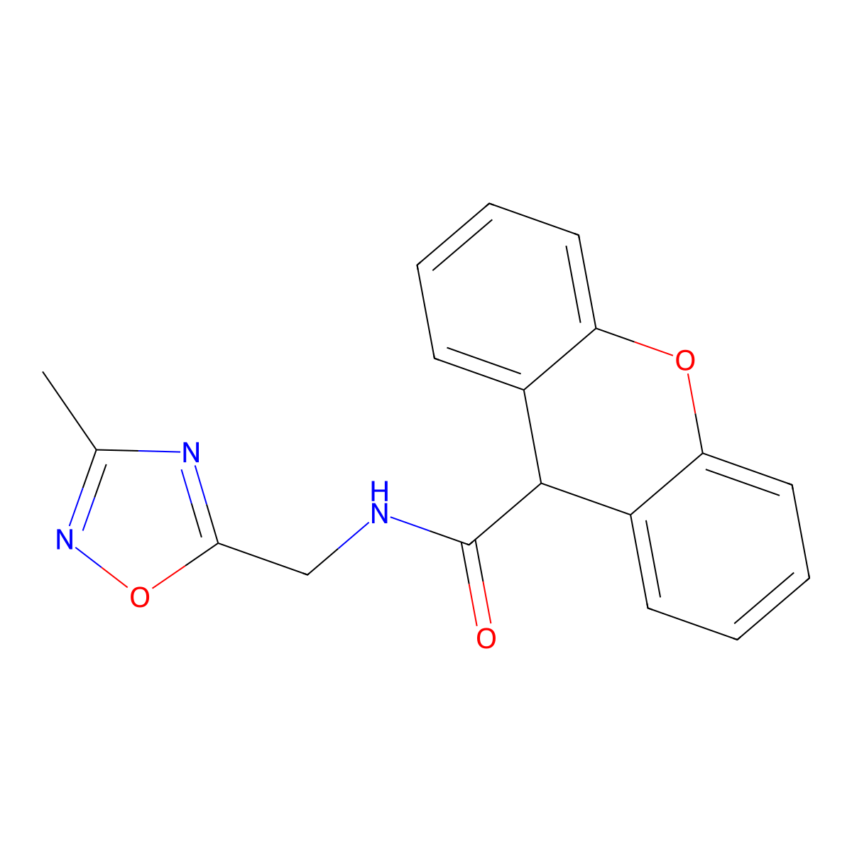 N-((3-methyl-1,2,4-oxadiazol-5-yl)methyl)-9H-xanthene-9-carboxamide molecular structure, CAS 1207001-76-0