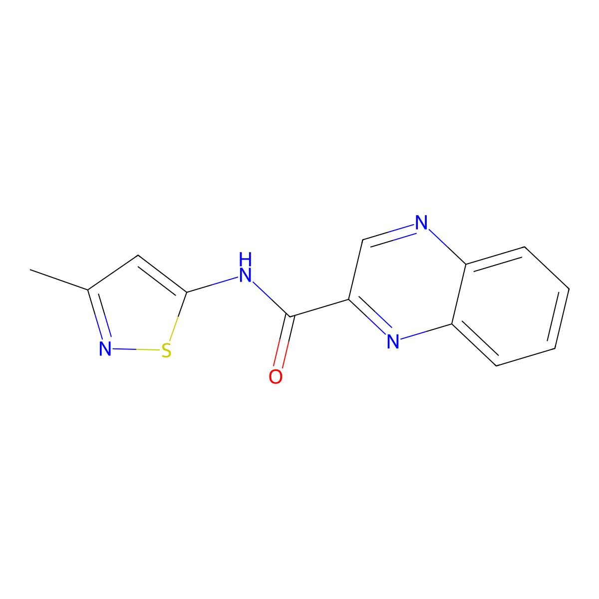 N-(3-methylisothiazol-5-yl)quinoxaline-2-carboxamide molecular structure, CAS 1207001-78-2