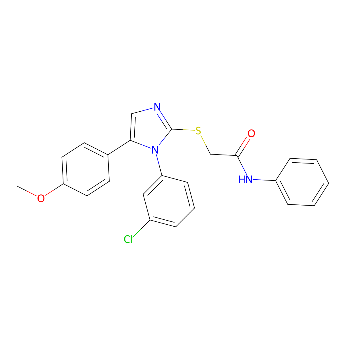 2-((1-(3-chlorophenyl)-5-(4-methoxyphenyl)-1H-imidazol-2-yl)thio)-N-phenylacetamide molecular structure, CAS 1207001-79-3