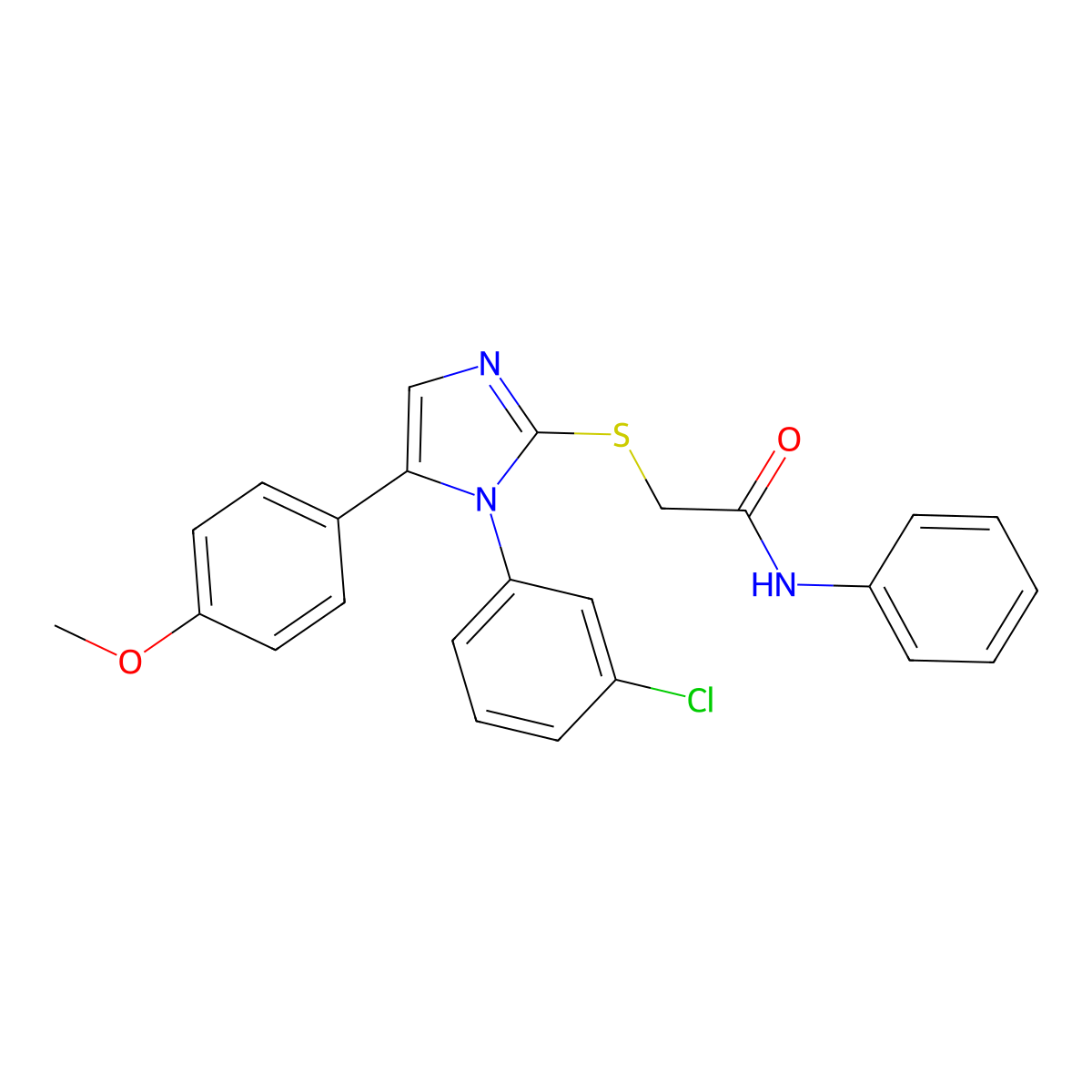 2-((1-(3-chlorophenyl)-5-(4-methoxyphenyl)-1H-imidazol-2-yl)thio)-N-phenylacetamide molecular structure, CAS 1207001-79-3