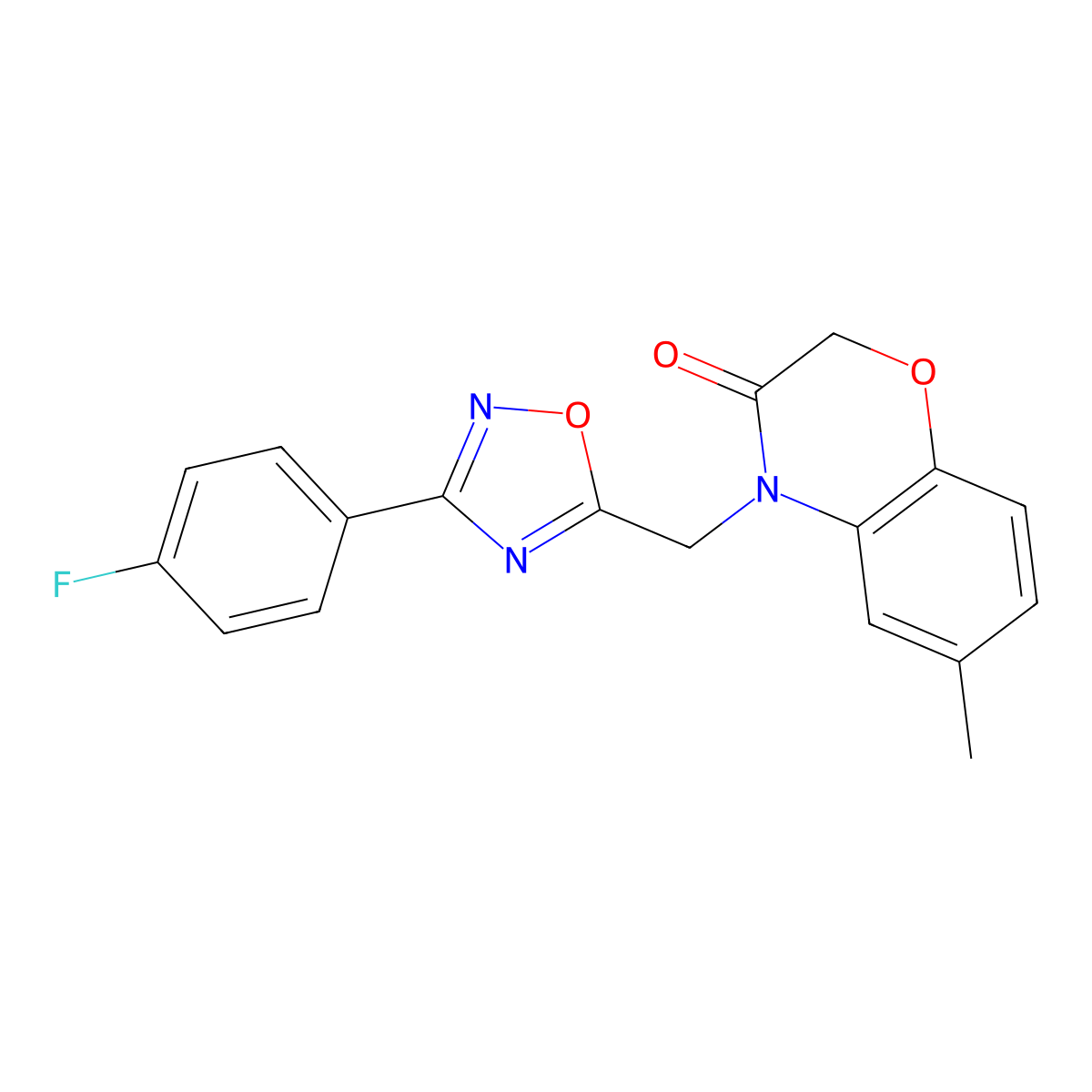 4-((3-(4-fluorophenyl)-1,2,4-oxadiazol-5-yl)methyl)-6-methyl-2H-benzo[b][1,4]oxazin-3(4H)-one molecular structure, CAS 1207001-81-7