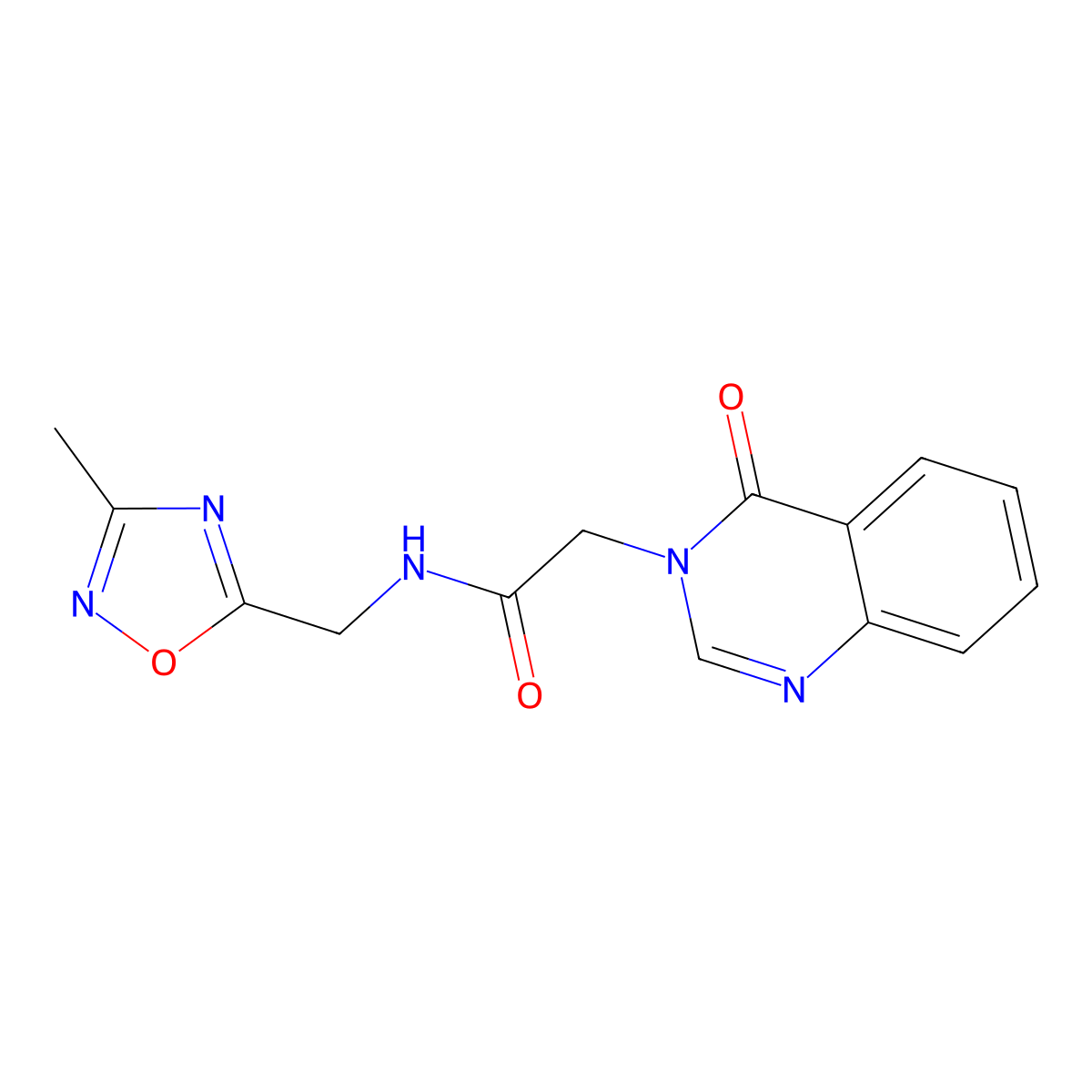N-((3-methyl-1,2,4-oxadiazol-5-yl)methyl)-2-(4-oxoquinazolin-3(4H)-yl)acetamide molecular structure, CAS 1207001-85-1