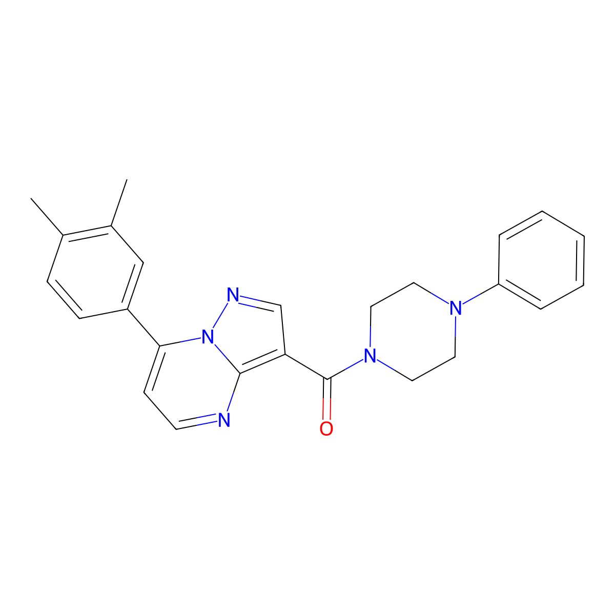 1-[7-(3,4-Dimethylphenyl)pyrazolo[1,5-a]pyrimidine-3-carbonyl]-4-phenylpiperazine molecular structure, CAS 1207001-87-3