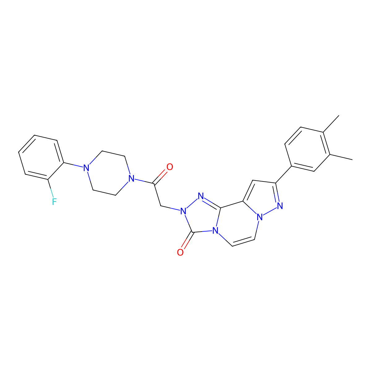 11-(3,4-Dimethylphenyl)-4-[2-[4-(2-fluorophenyl)piperazin-1-yl]-2-oxoethyl]-3,4,6,9,10-pentazatricyclo[7.3.0.02,6]dodeca-1(12),2,7,10-tetraen-5-one molecular structure, CAS 1207001-88-4
