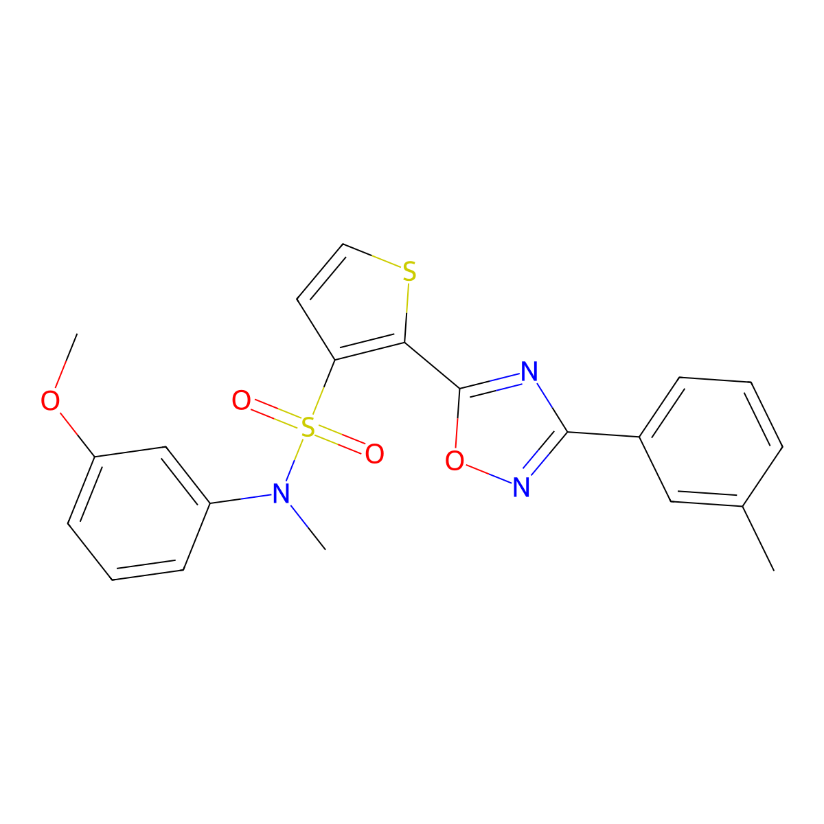 N-(3-methoxyphenyl)-N-methyl-2-[3-(3-methylphenyl)-1,2,4-oxadiazol-5-yl]thiophene-3-sulfonamide molecular structure, CAS 1207001-95-3