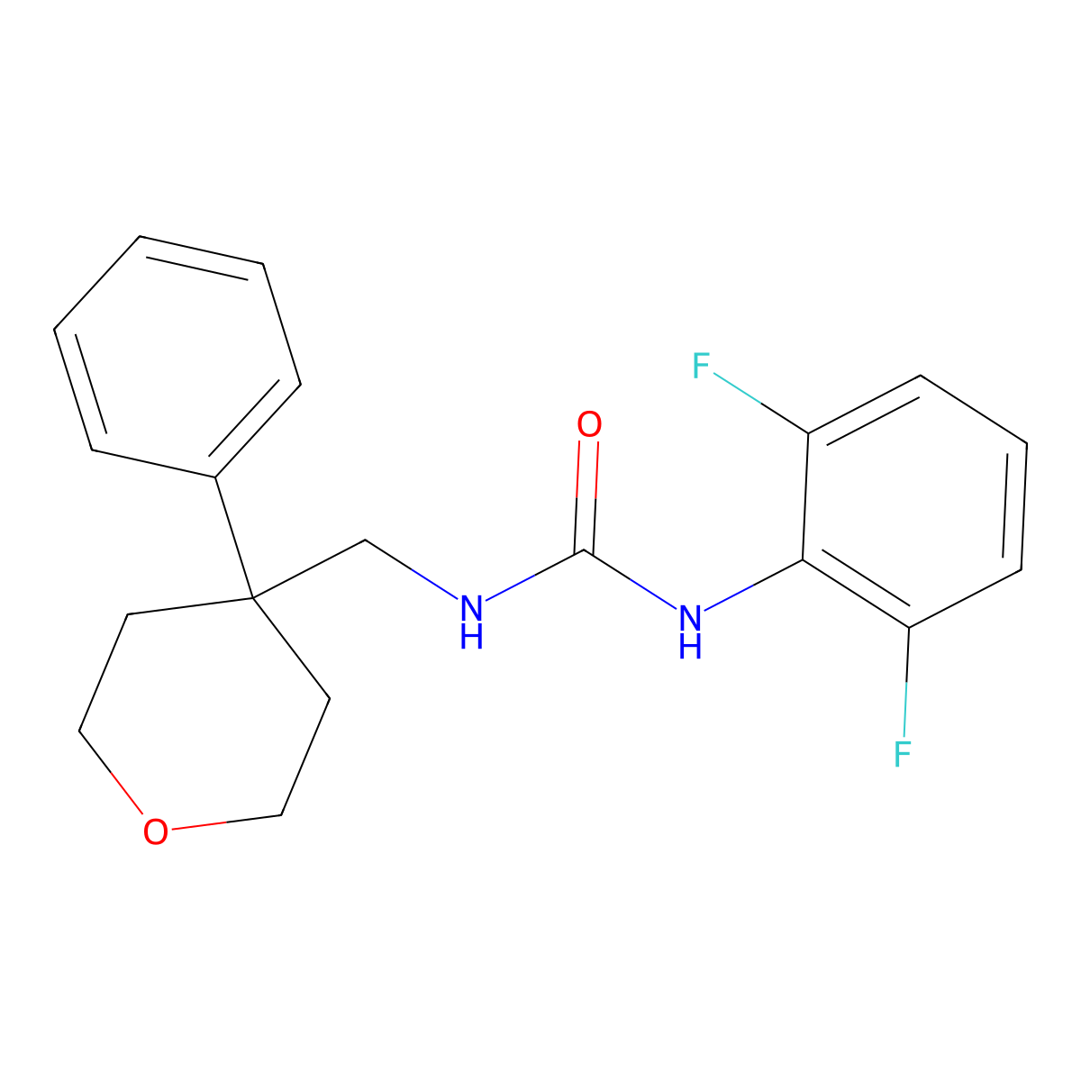 1-(2,6-difluorophenyl)-3-((4-phenyltetrahydro-2H-pyran-4-yl)methyl)urea molecular structure, CAS 1207002-01-4