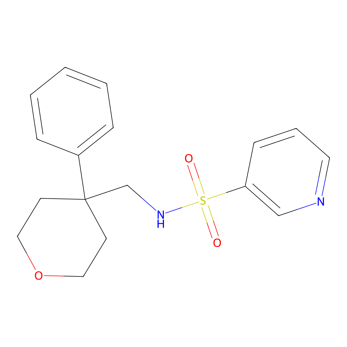 N-((4-phenyltetrahydro-2H-pyran-4-yl)methyl)pyridine-3-sulfonamide molecular structure, CAS 1207002-02-5