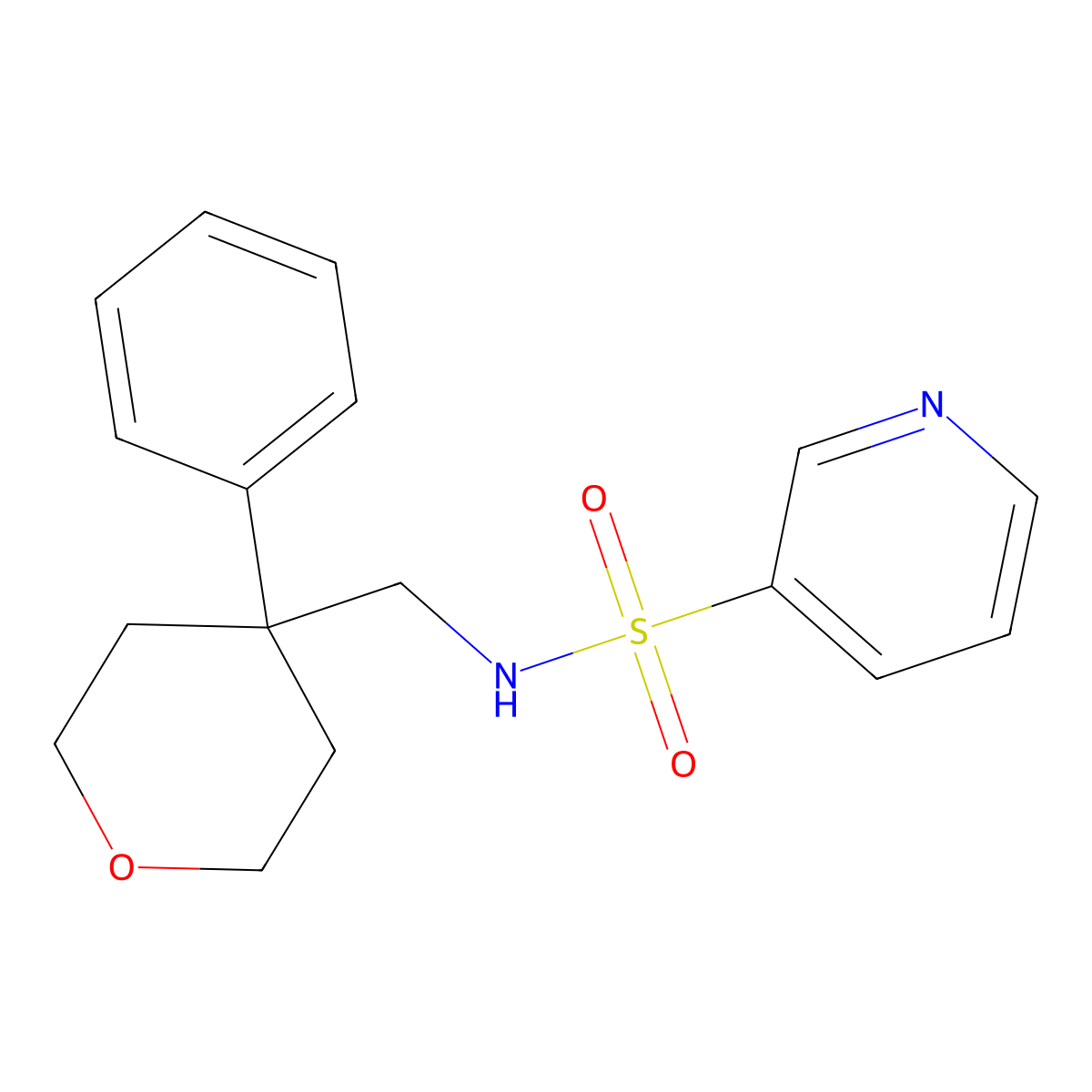 N-((4-phenyltetrahydro-2H-pyran-4-yl)methyl)pyridine-3-sulfonamide molecular structure, CAS 1207002-02-5