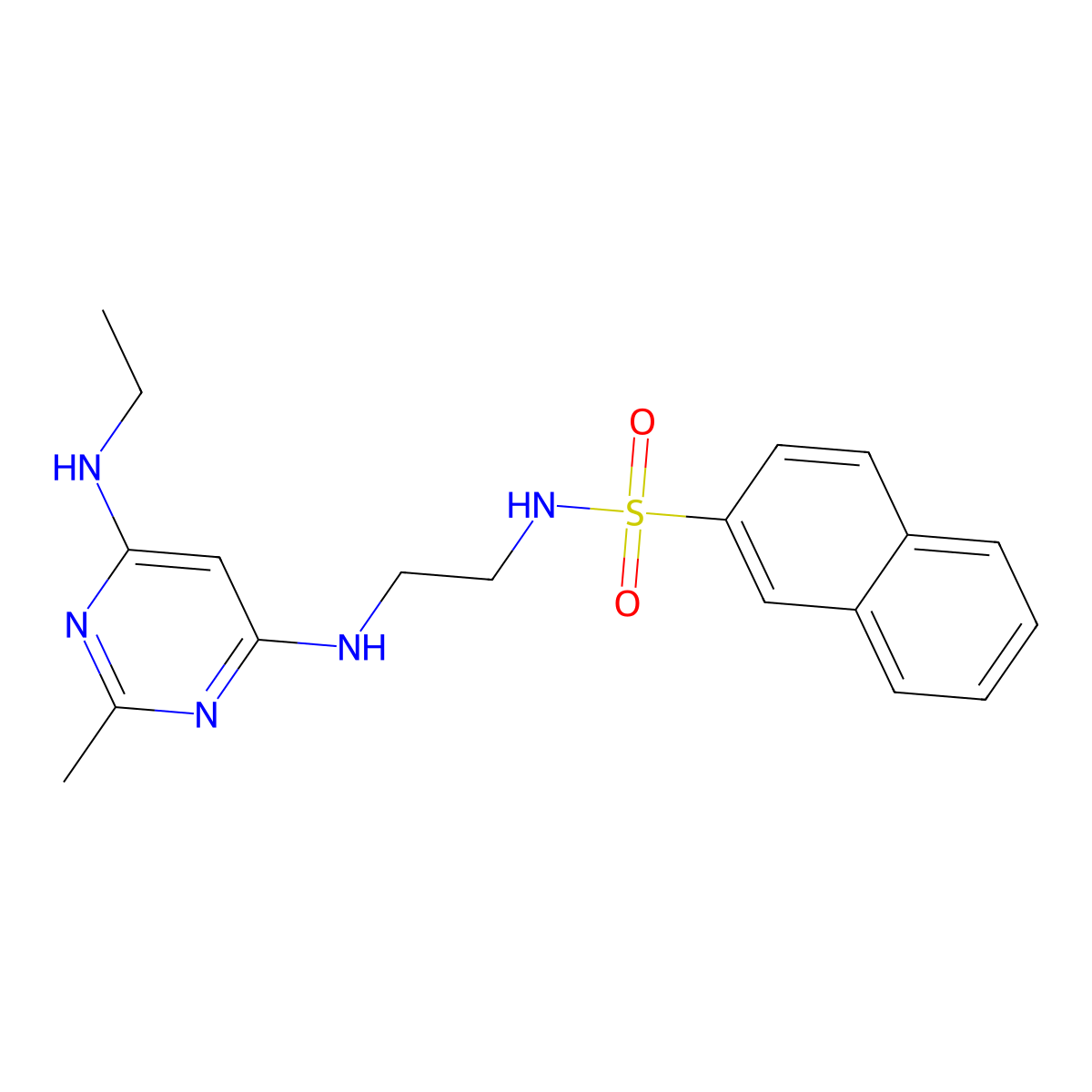 N-(2-{[6-(ethylamino)-2-methylpyrimidin-4-yl]amino}ethyl)naphthalene-2-sulfonamide molecular structure, CAS 1207002-09-2