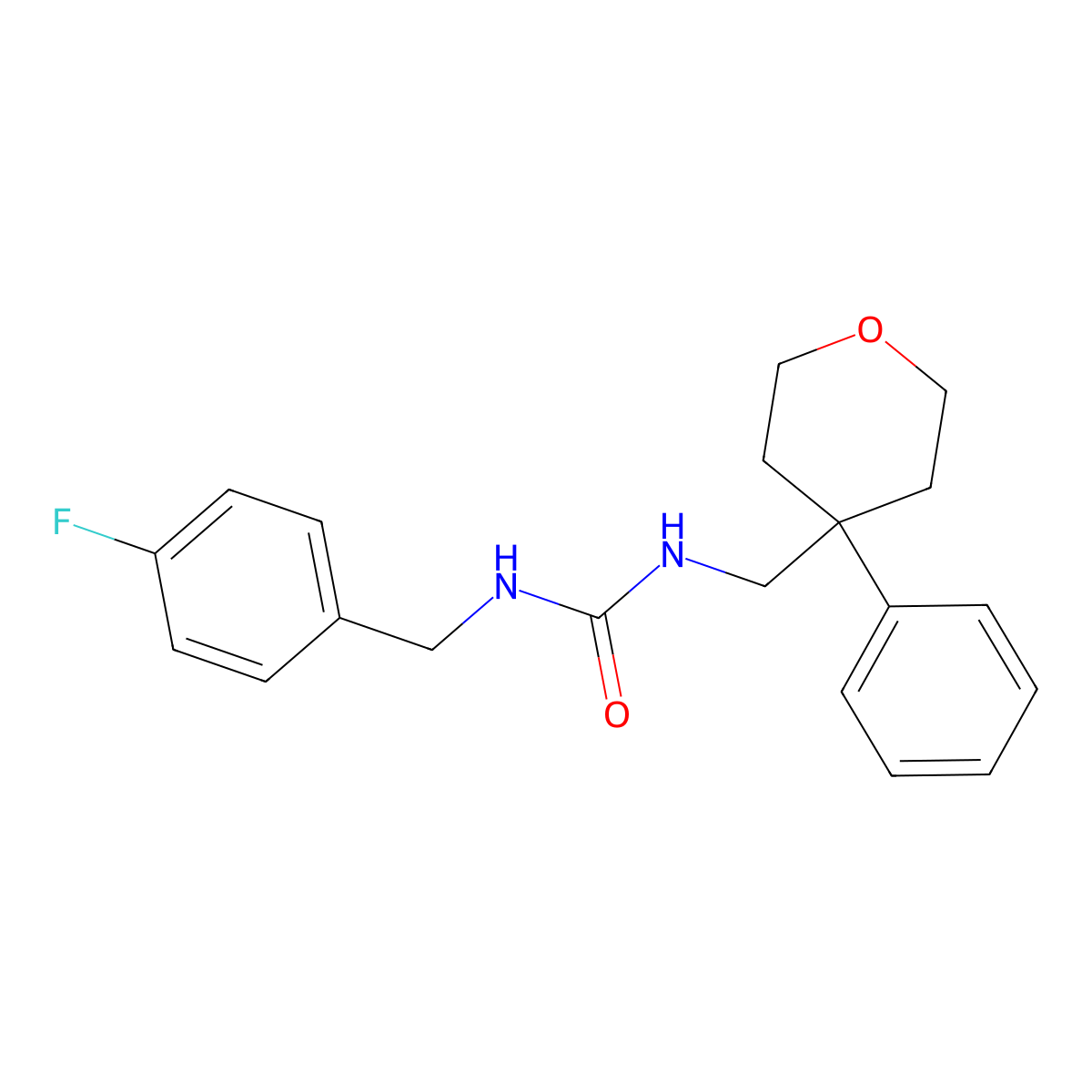 1-[(4-Fluorophenyl)methyl]-3-[(4-phenyloxan-4-yl)methyl]urea molecular structure, CAS 1207002-13-8
