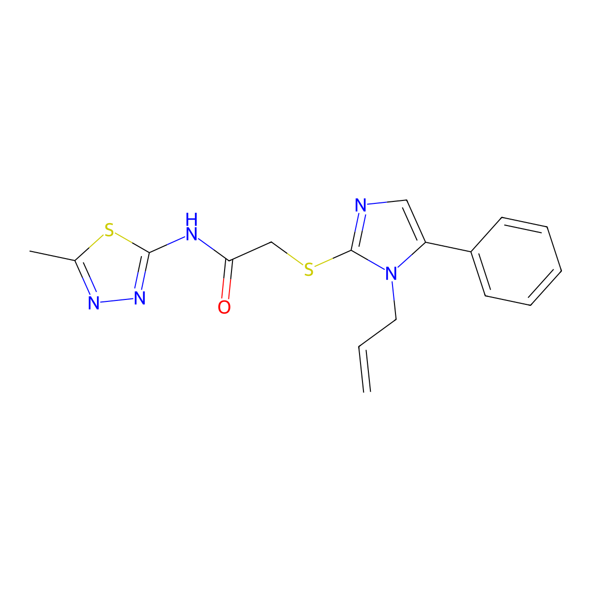 2-((1-allyl-5-phenyl-1H-imidazol-2-yl)thio)-N-(5-methyl-1,3,4-thiadiazol-2-yl)acetamide molecular structure, CAS 1207002-19-4