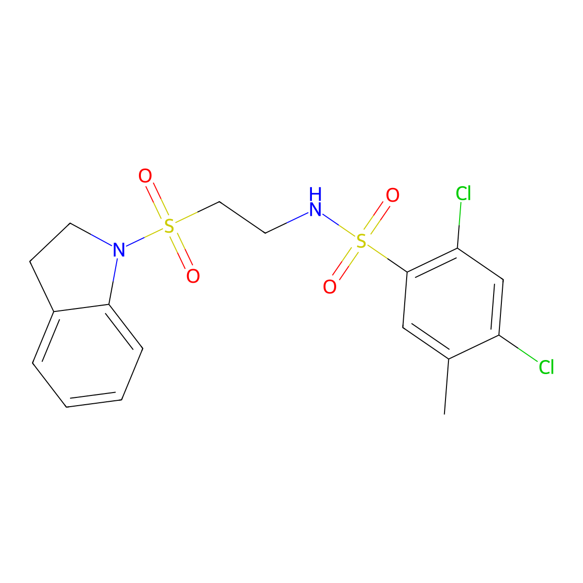 2,4-dichloro-N-(2-(indolin-1-ylsulfonyl)ethyl)-5-methylbenzenesulfonamide molecular structure, CAS 1207002-20-7