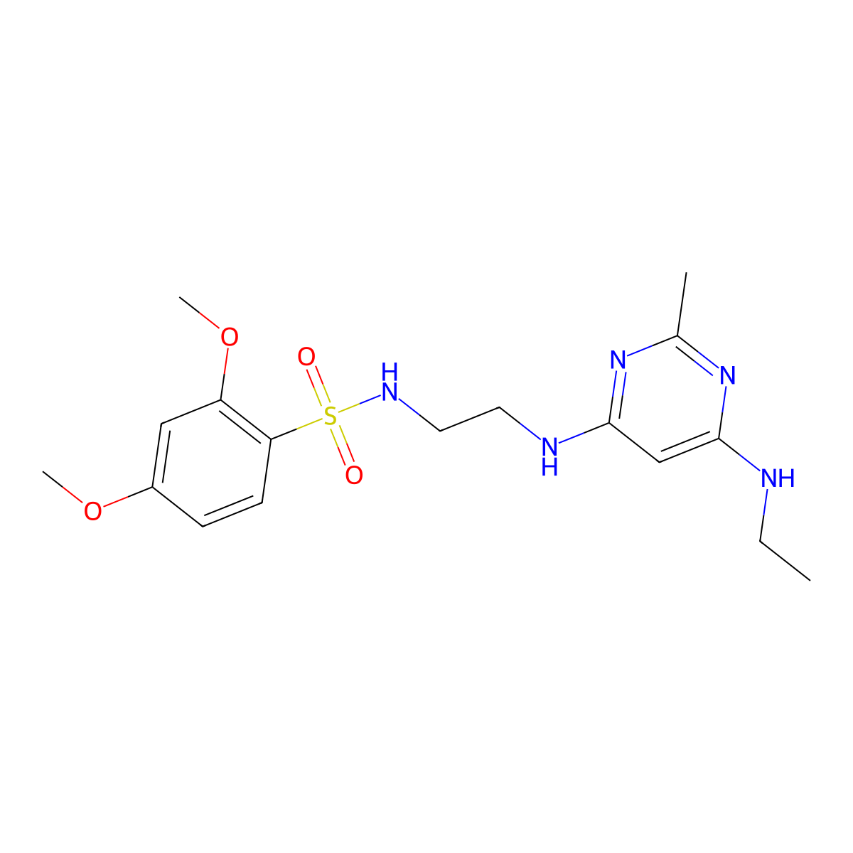 N-(2-((6-(ethylamino)-2-methylpyrimidin-4-yl)amino)ethyl)-2,4-dimethoxybenzenesulfonamide molecular structure, CAS 1207002-22-9