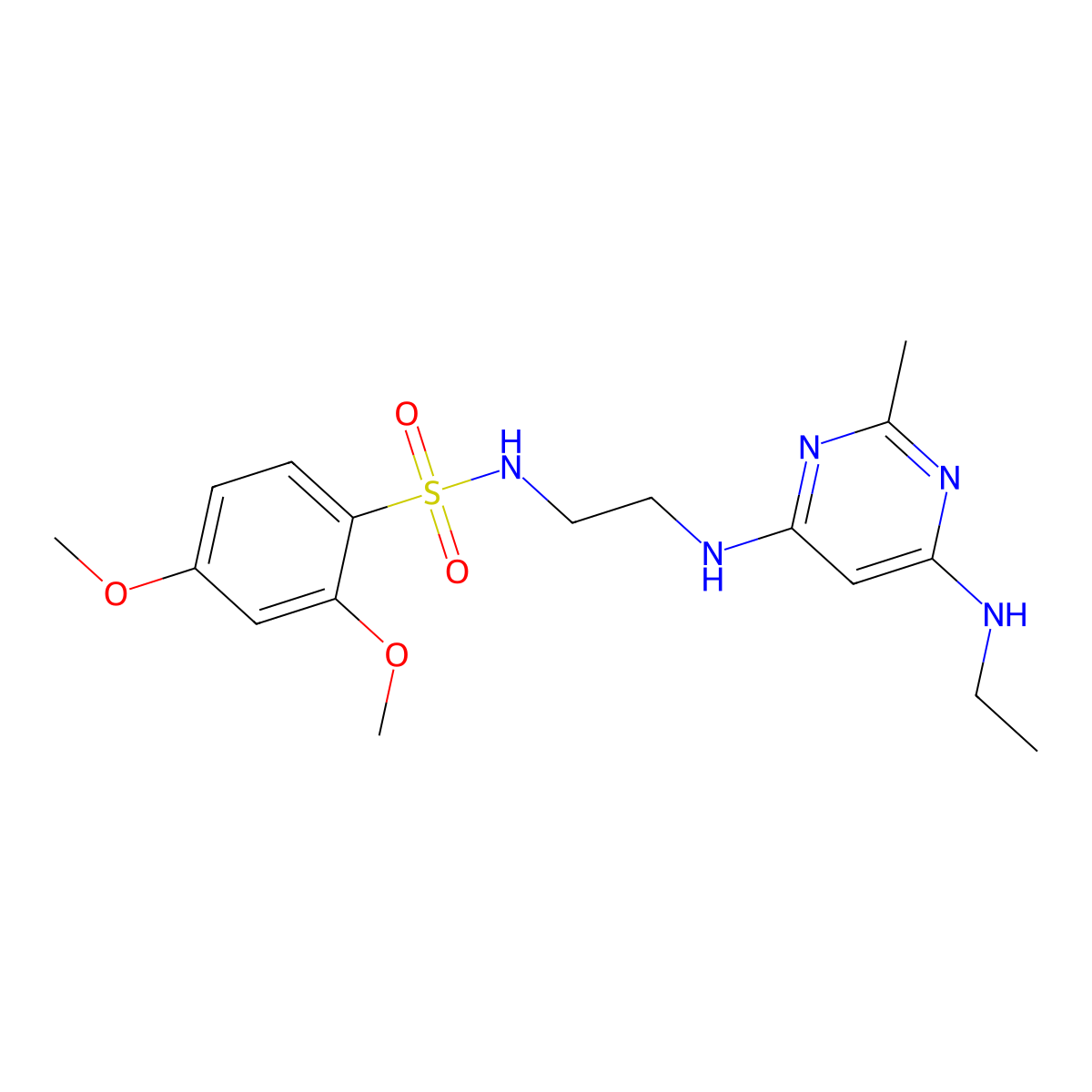N-(2-((6-(ethylamino)-2-methylpyrimidin-4-yl)amino)ethyl)-2,4-dimethoxybenzenesulfonamide molecular structure, CAS 1207002-22-9